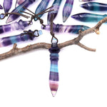 Natural Fluorite Carved Wand Ritual Dagger Pendant Drilled Crystal Gemstone Bead Pendulum