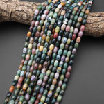 Natural Indian Agate Smooth Drum Barrel Beads 9x6mm Aka Green Red Bloodstone 15.5" Strand
