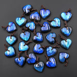 AAA Natural Blue Labradorite Heart Front Drilled Pendant