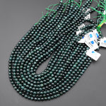 Rare AAA Natural Guatemalan Dark Green Jade 6mm 8mm Round Beads 15.5" Strand