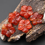 Hand Carved Center Drilled Natural Gemstone Flower Beads 14mm Choose from Amethyst Aventurine Chartreuse Jade Carnelian