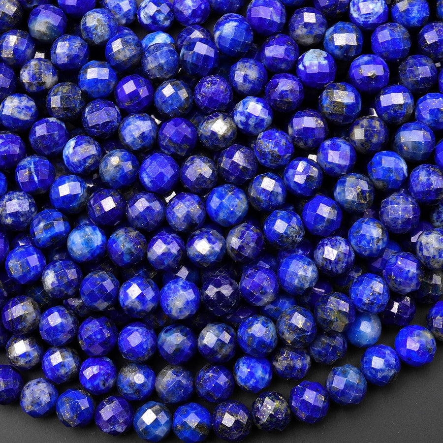 Faceted Natural Blue Lapis Round Beads 6mm Gemstone 15.5" Strand