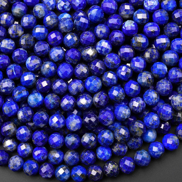 Faceted Natural Blue Lapis Round Beads 6mm Gemstone 15.5" Strand