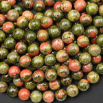 Natural Unakite 4mm 6mm 8mm 10mm Smooth Round Beads Gemstone 15.5" Strand