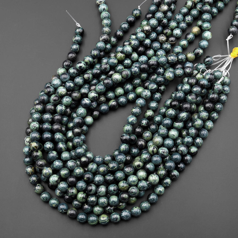 Kambaba Jasper 4mm 6mm 8mm 10mm Round Beads Aka Natural Green Camouflage Jasper 15.5" Strand