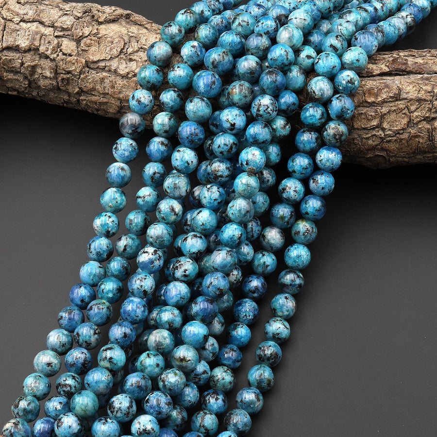 Blue Raspberry Jasper 8mm Smooth Round Beads 15.5" Strand
