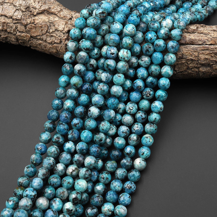 Faceted Blue Raspberry Jasper 6mm 8mm Round Beads 15.5" Strand