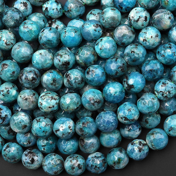 Faceted Blue Raspberry Jasper 6mm 8mm Round Beads 15.5" Strand