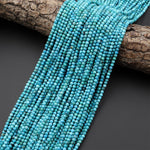 Genuine Natural Blue Turquoise Smooth 2mm 3mm Round Gemstone Beads 15.5" Strand