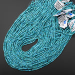 Genuine Natural Blue Turquoise Smooth 2mm 3mm Round Gemstone Beads 15.5" Strand