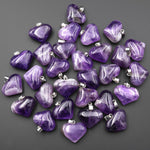 Natural Purple Amethyst Gemstone Puffy Heart Pendant Ready to Wear