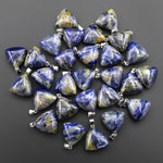 Natural Gemstone Puffy Triangle Pendant Blue Sodalite 24mm