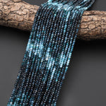 Natural Paraiba Blue Tourmaline Faceted 3mm 4mm Rondelle Beads Micro Diamond Cut Indicolite Gemstone 15.5" Strand