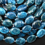Natural Teal Blue Apatite Smooth Oval 12x16mm Beads 15.5" Strand