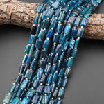 Natural Teal Blue Apatite Smooth Rectangle 8x12mm Beads 15.5" Strand