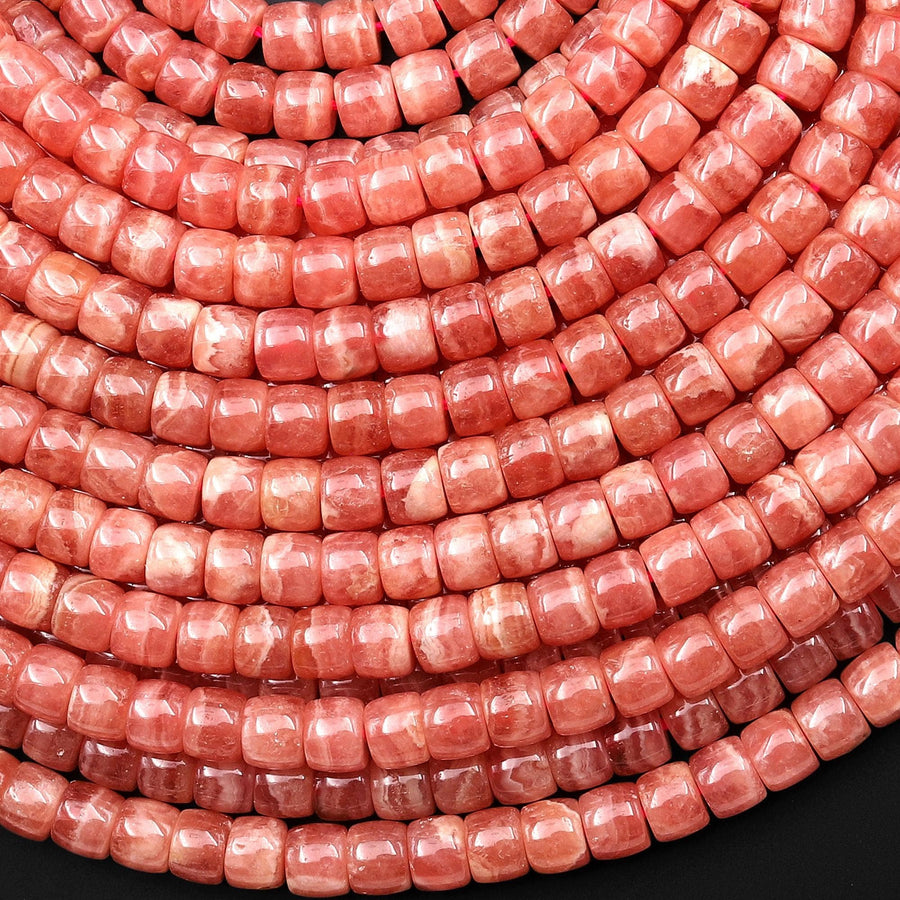 AAA+ Natural Red Pink Rhodochrosite Smooth Heishi Rondelle 4mm 5mm Beads Gemstone 15.5" Strand