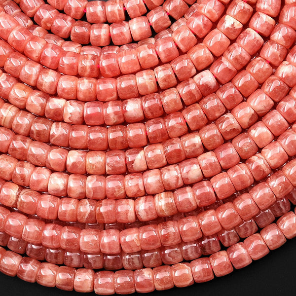 AAA+ Natural Red Pink Rhodochrosite Smooth Heishi Rondelle 4mm 5mm Beads Gemstone 15.5" Strand