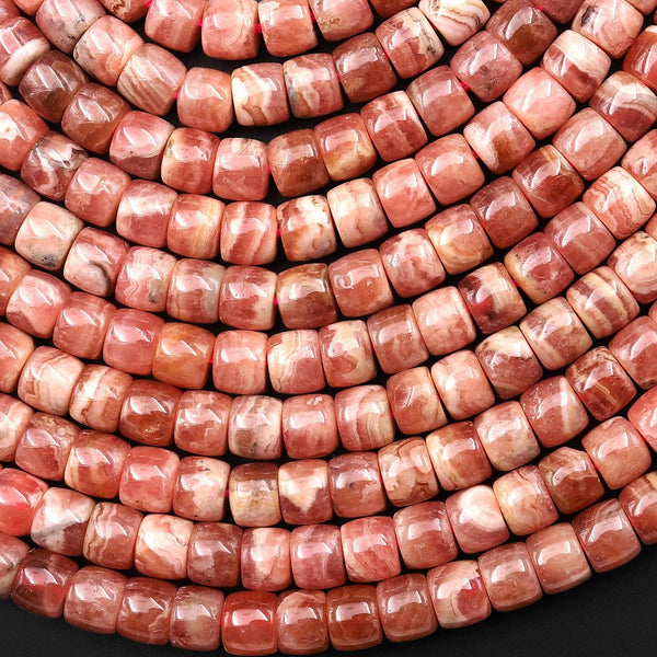 AAA Natural Red Pink Rhodochrosite Smooth Thick Heishi Rondelle 4mm 5mm Beads Gemstone 15.5" Strand