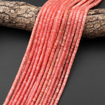 AAA+ Natural Red Pink Rhodochrosite Smooth Heishi 4mm Beads Gemstone 15.5" Strand