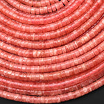 AAA+ Natural Red Pink Rhodochrosite Smooth Heishi 4mm Beads Gemstone 15.5" Strand