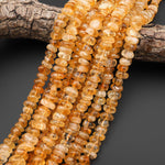 Large Natural Golden Yellow Citrine Freeform Thick Rondelle 12mm Beads 15.5" Strand