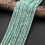 Natural Peruvian Sea Blue Green Amazonite 4mm Smooth Rondelle Beads 15.5" Strand