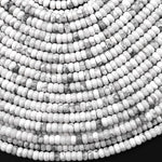 Natural White Howlite 4mm Smooth Rondelle Beads Gemstone 15.5" Strand