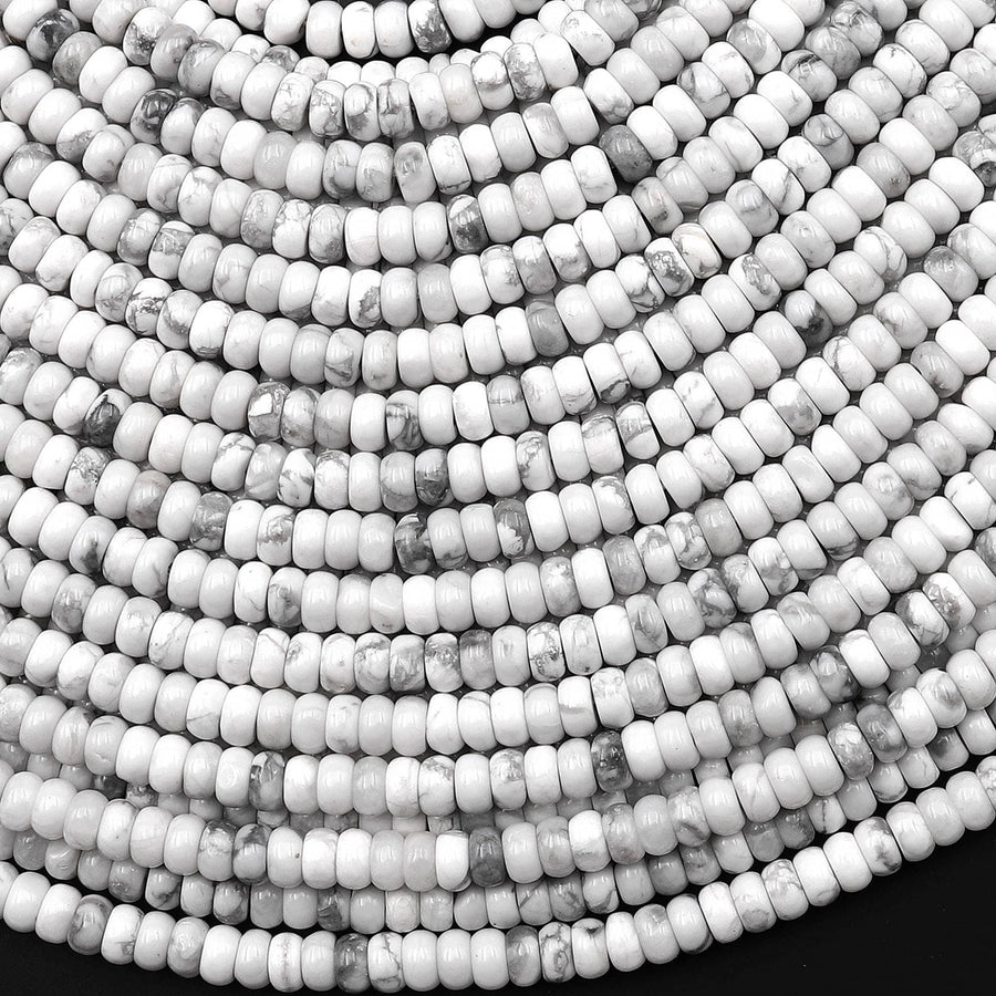 Natural White Howlite 4mm Smooth Rondelle Beads Gemstone 15.5" Strand