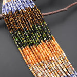 Multicolor Natural Gemstone 4mm Smooth Rondelle Beads Orange Aventurine Blue Sodalite Green Jade Yellow Lace Agate Tiger's Eye 15.5" Strand