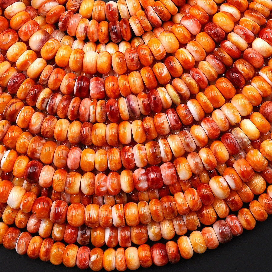 AAA Natural Orange Red Spiny Oyster Rondelle Beads 6mm Gemstone 15.5" Strand