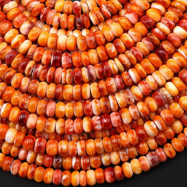 AAA Natural Orange Red Spiny Oyster Rondelle Beads 6mm Gemstone 15.5" Strand