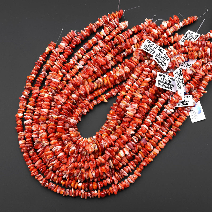 AAA Natural Red Spiny Oyster Freeform Rondelle Heishi Beads 6mm 8mm 10mm Gemstone 15.5" Strand