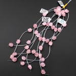 AAA Natural Pink Rose Quartz Hand Carved Skull Head Gemstone Crystal Beads