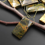 Natural Ocean Jasper Rectangle Pendant Top Side Drilled Gemstone