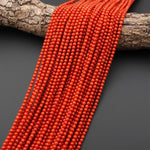 AAA Genuine Orange Red Bamboo Coral Smooth Round Beads 2mm 3mm 4mm 15.5" Strand