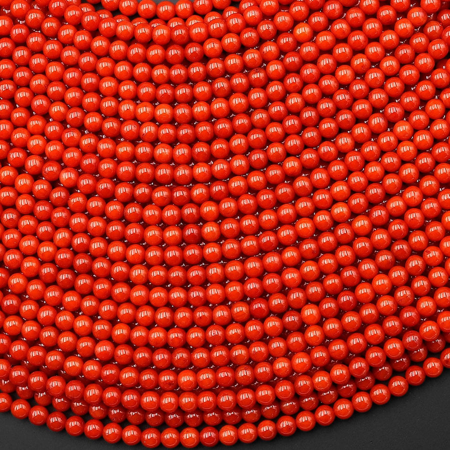 AAA Genuine Orange Red Bamboo Coral Smooth Round Beads 2mm 3mm 4mm 15.5" Strand