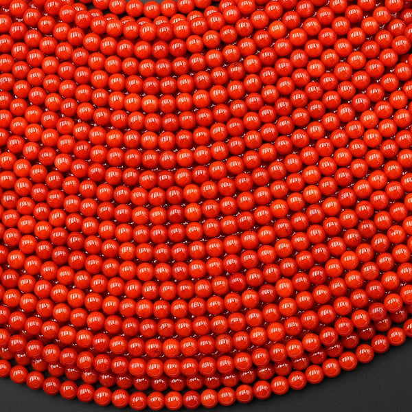 AAA Genuine Orange Red Bamboo Coral Smooth Round Beads 2mm 3mm 4mm 15.5" Strand