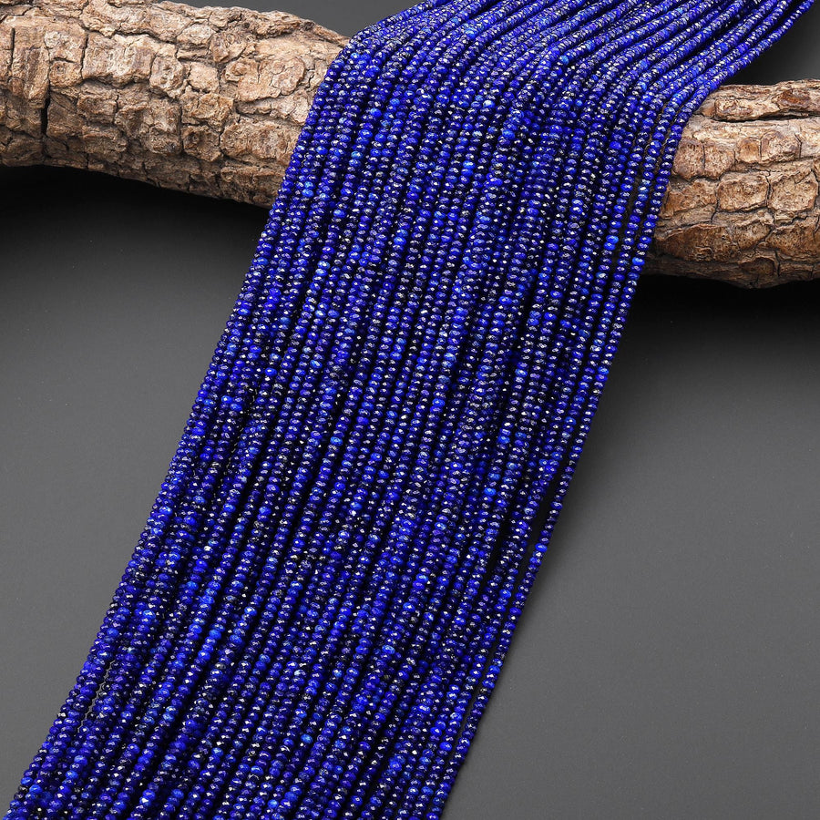 AAA Faceted Natural Blue Lapis Thin Rondelle Beads 2mm 15.5" Strand