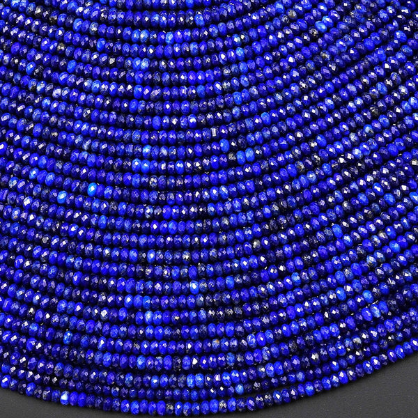AAA Faceted Natural Blue Lapis Thin Rondelle Beads 2mm 15.5" Strand