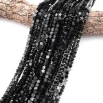 Natural Black Onyx Star Beads 6mm Carved Gemstone 15.5" Strand