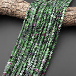 Natural Ruby Zoisite Star Beads 6mm Carved Gemstone 15.5" Strand