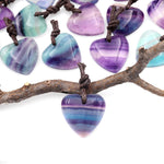 Drilled Natural Rainbow Fluorite Heart Pendant 20mm