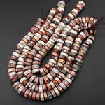 Rare Laguna Lace Agate Faceted Short Hexagon Cylinder Wheel Rondelle 16mm Beads 15.5" Strand