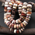 Rare Laguna Lace Agate Faceted Short Hexagon Cylinder Wheel Rondelle 16mm Beads 15.5" Strand