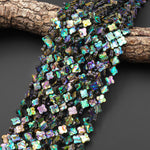 AAA Genuine Abalone Shell 10mm 12mm 4 Four Leaf Clover Beads Iridescent Rainbow flashes 15.5" Strand