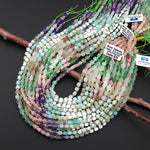 Multicolor Natural Gemstone 4mm Smooth Cube Beads Amethyst Amazonite Howlite Impression jasper Green Chalcedony Pink Opal 15.5" Strand