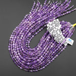 Natural Natural Purple Amethyst Carved Heart Beads 6mm Gemstone 15.5" Strand
