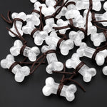 Carved Natural Rock Crystal Quartz Dog Bone Home decoration Crystal Carvings Healing Palm Pocket Stone Gifts
