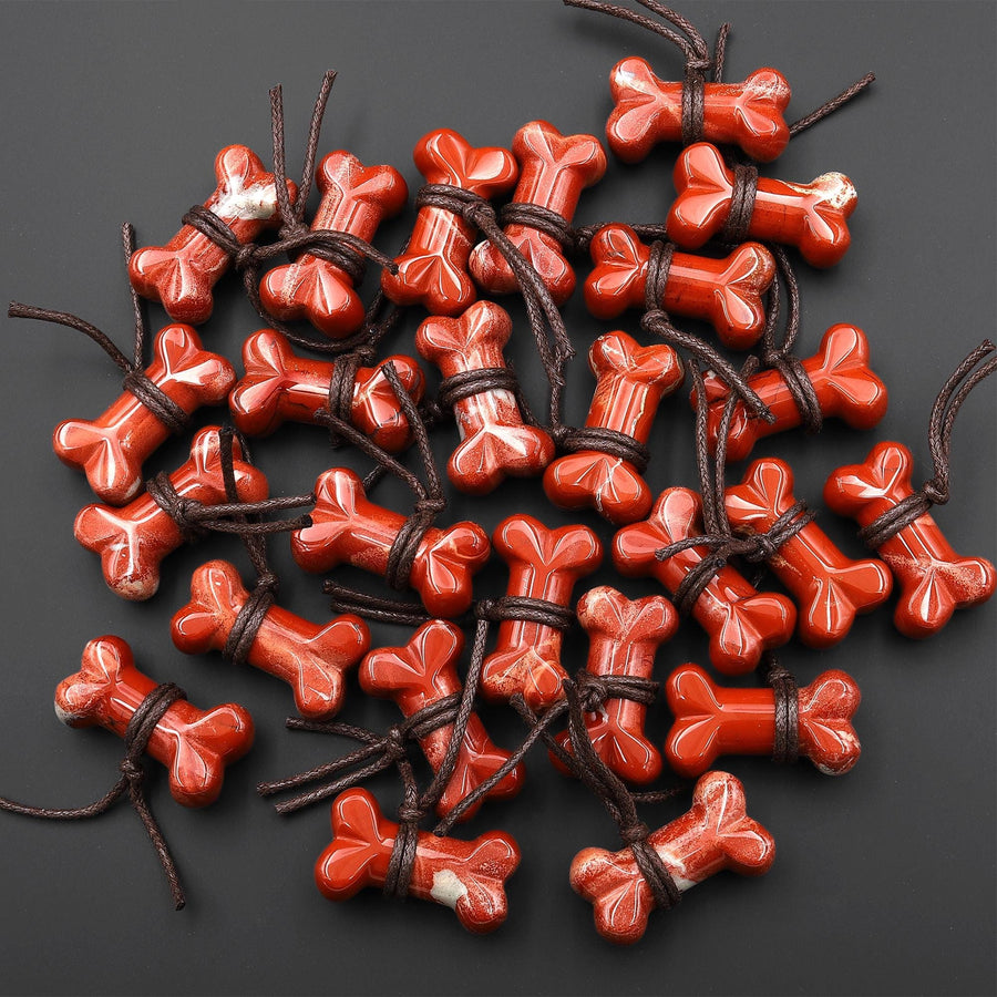 Carved Natural Red Jasper Dog Bone Home decoration Crystal Carvings Healing Palm Pocket Stone Gifts