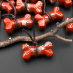 Carved Natural Red Jasper Dog Bone Home decoration Crystal Carvings Healing Palm Pocket Stone Gifts